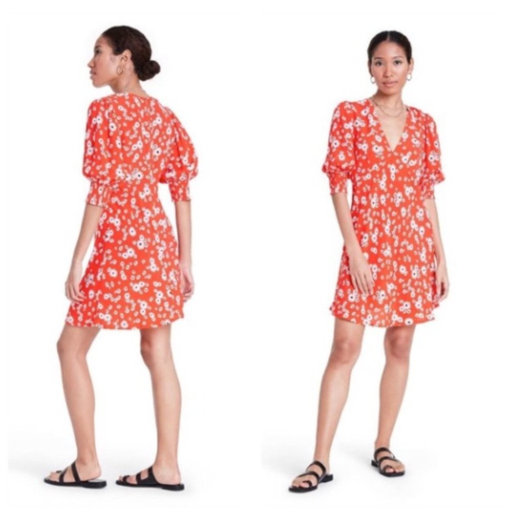 Rixo Red Daisy Babydoll Dress - Picture 2 of 4